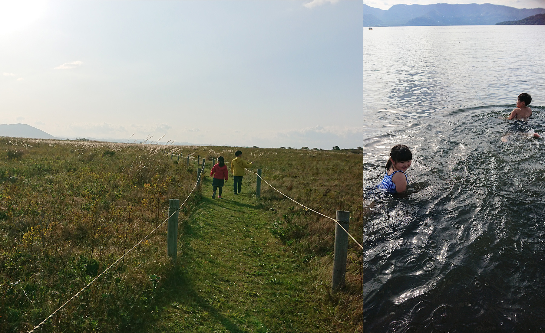 サロマ湖ワッカ原生花園に家族で遊びに行った際の写真と2020年夏に屈斜路湖に家族で遊びに行った際の写真