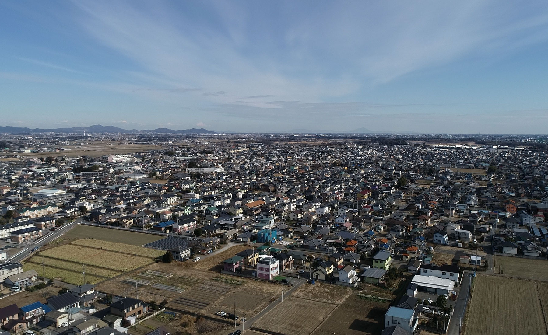 群馬県邑楽町の住宅街の風景