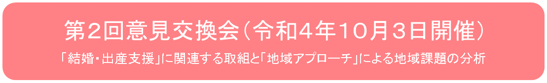 第２回意見交換会（令和４年10月３日開催）「結婚・出産支援」に関連する取組と「地域アプローチ」による地域課題の分析