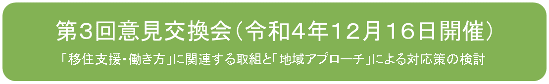 第３回意見交換会（令和４年12月16日開催）「移住支援・働き方」に関連する取組と「地域アプローチ」による対応策の検討