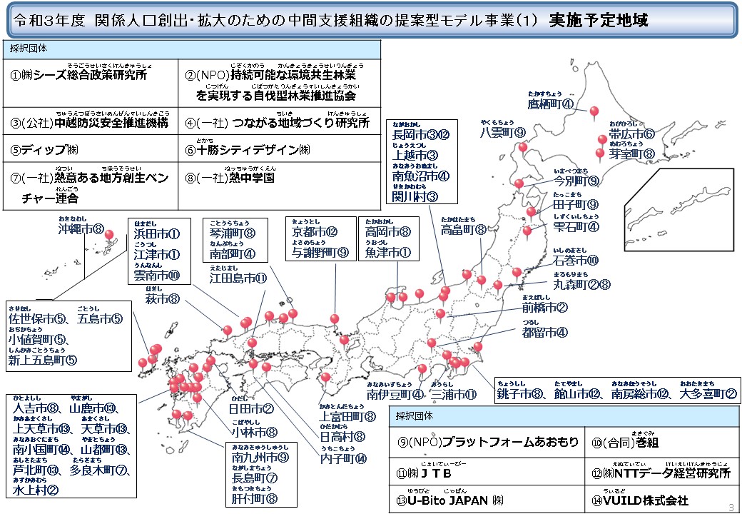 令和３年度採択団体地図